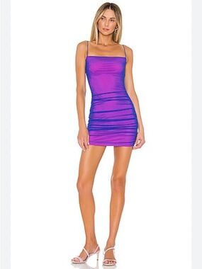 superdown Issa Mesh Mini Dress Blue Pink Size S